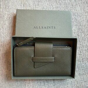 NWT ALLSAINTS Ray Leather Womens Wallet - Sycamore Green